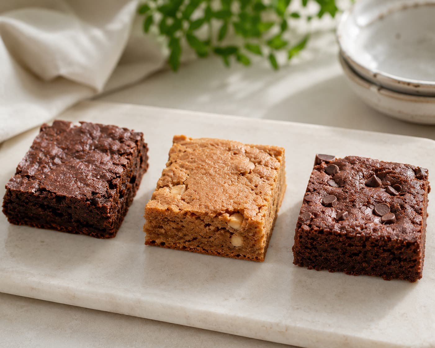 Chocolate, blondie-style, and mix-in protein brownie variations
