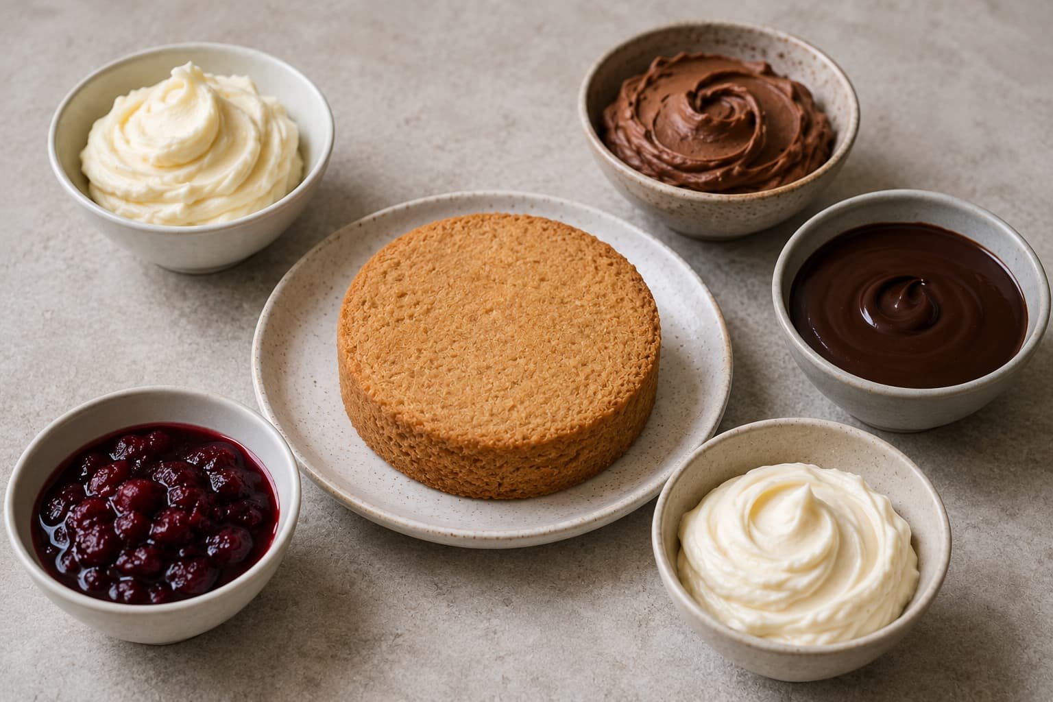 Common frosting and filling options for a small layer cake