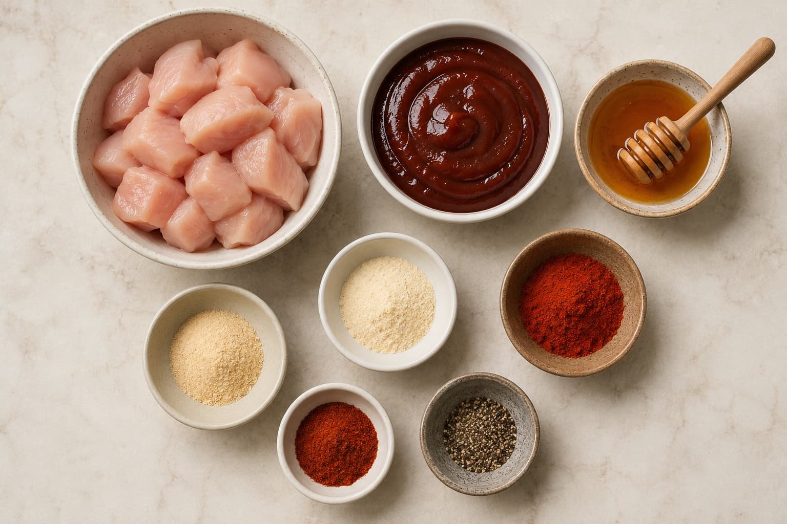Common ingredients used for BBQ chicken bites