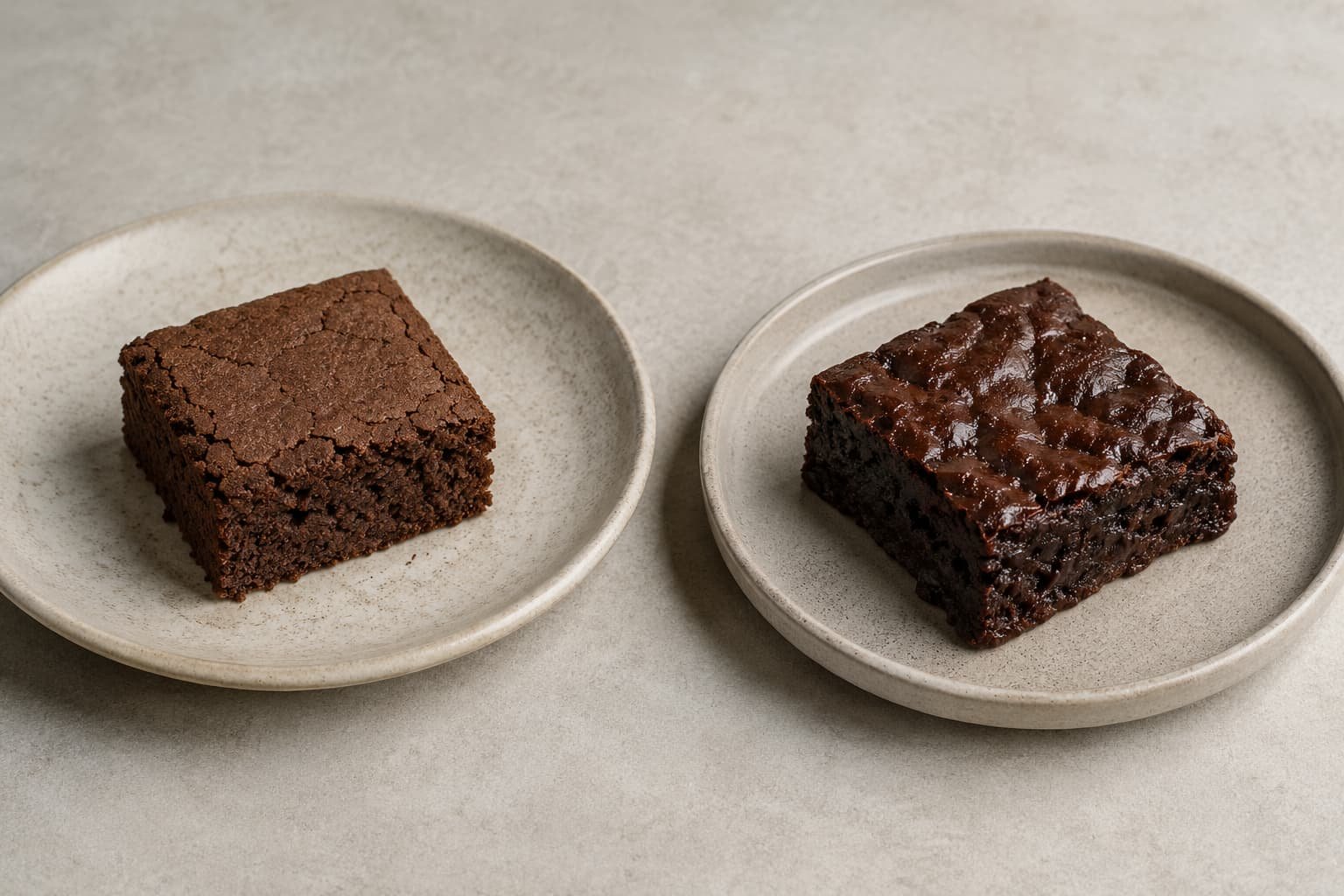 Conceptual comparison of drier and more cohesive protein brownie textures