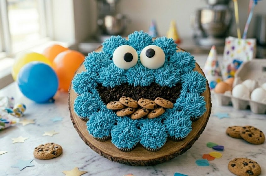 Cookie Monster Cupcake Cake