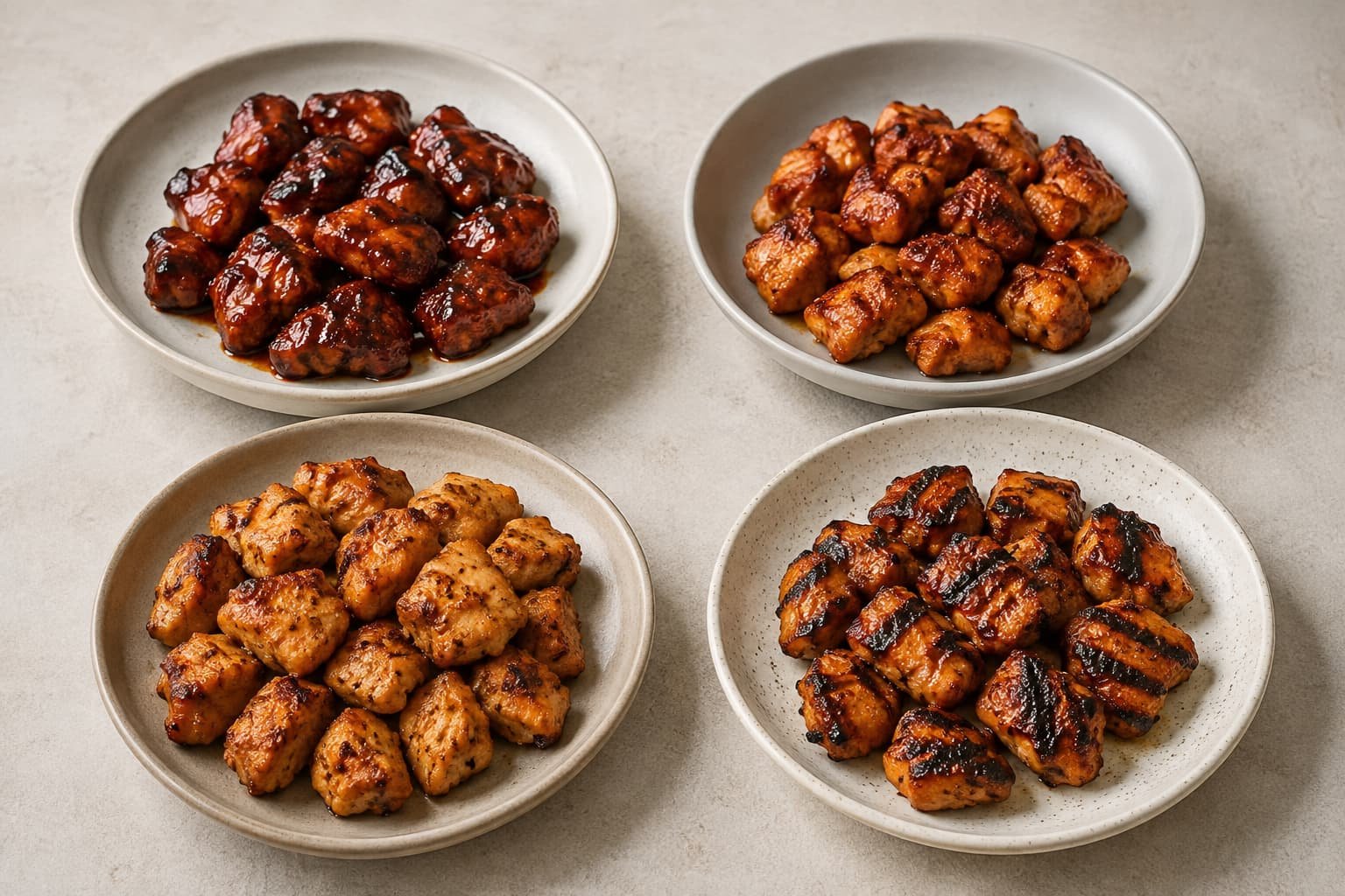 Skillet, air fryer, oven-baked, and grilled BBQ chicken bites