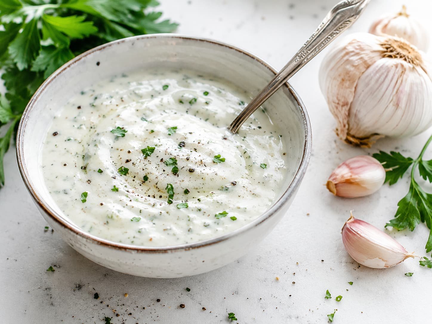 grilled chicken bites with creamy garlic sauce