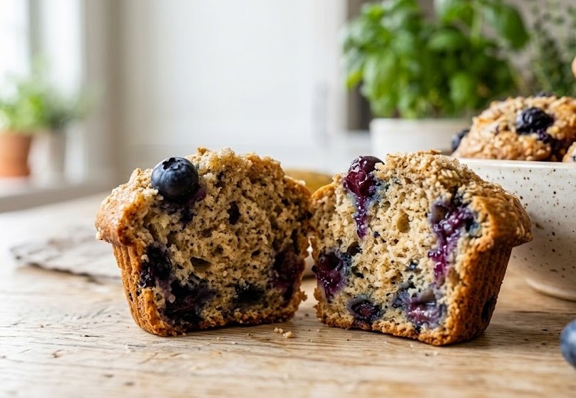healthy banana and blueberry muffins​