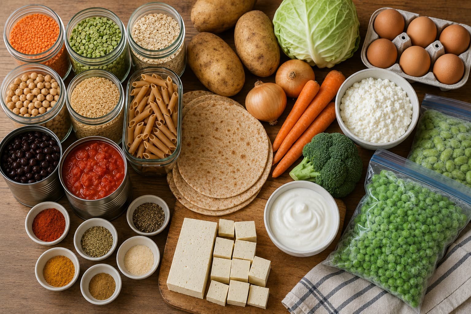 Budget shopping list for high-protein vegetarian meals