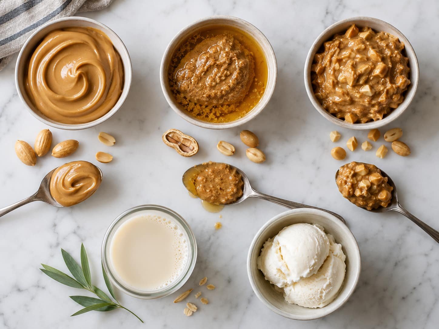 Comparison of creamy, natural, and chunky peanut butter with dairy-free milkshake ingredients