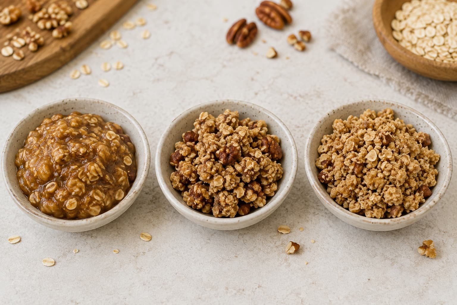 Conceptual comparison of sticky, cohesive, and dry textures in maple treat mixtures.