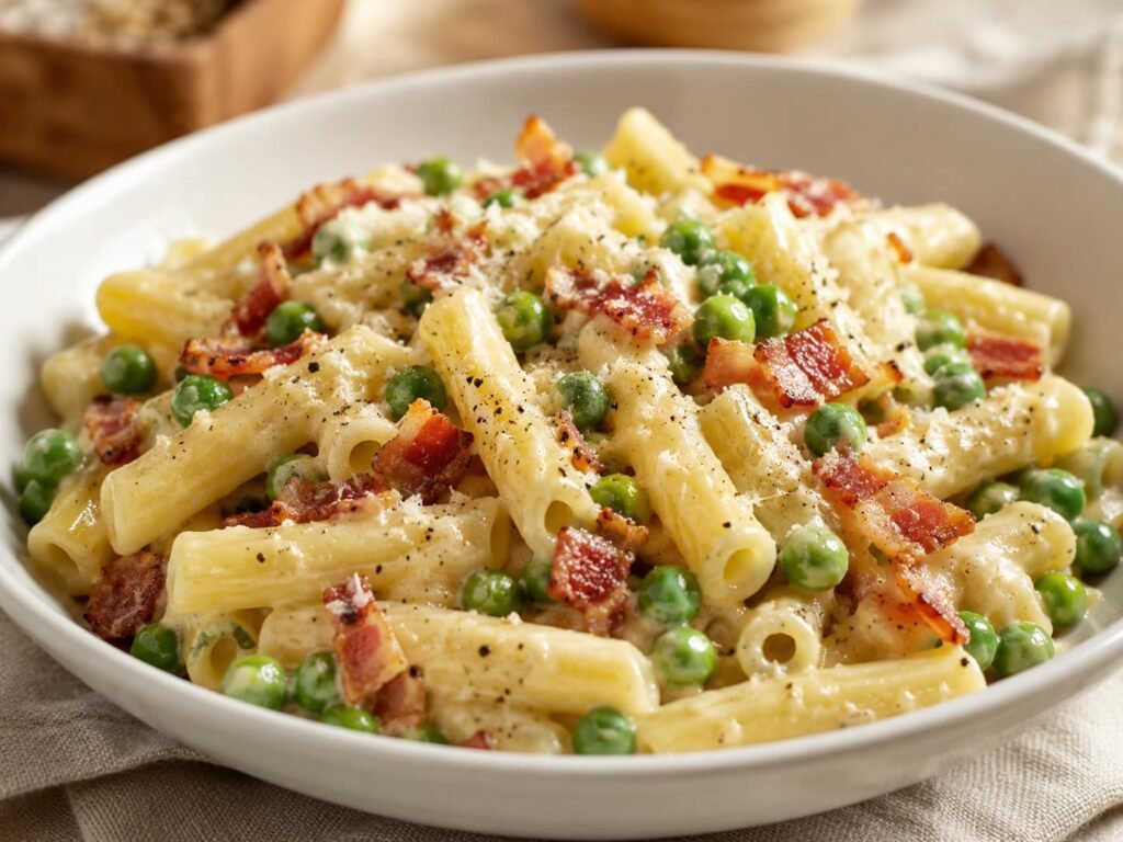 Creamy Bacon and Pea Pasta