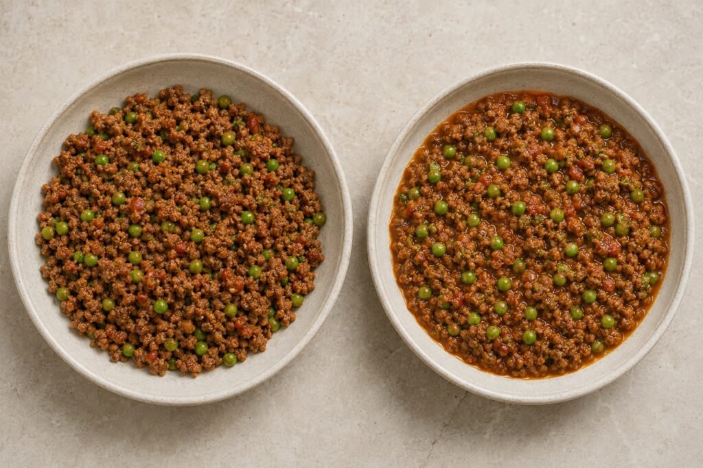 Dry and saucy lamb keema