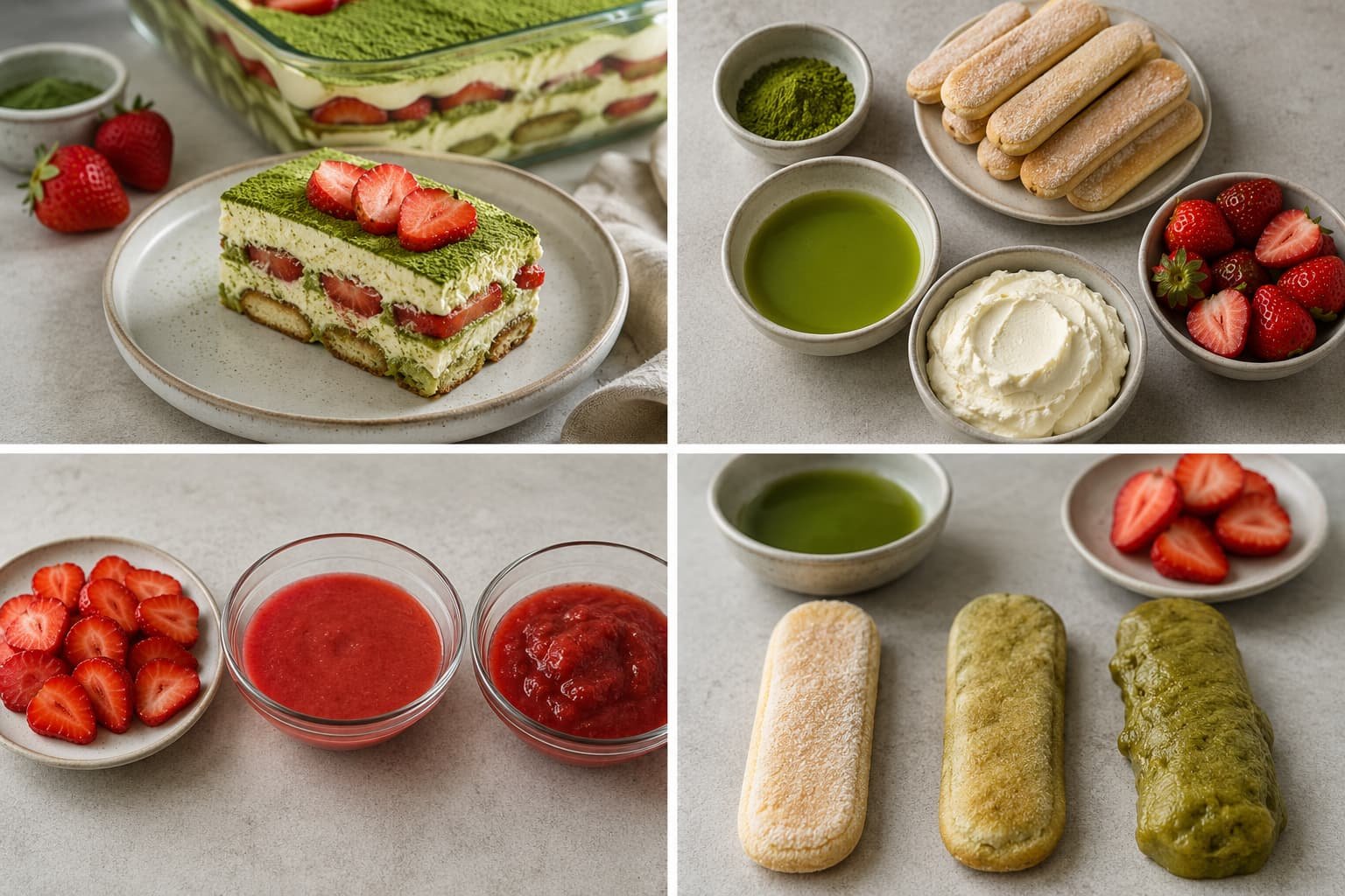 Dry, lightly moistened, and oversaturated ladyfingers showing different moisture levels