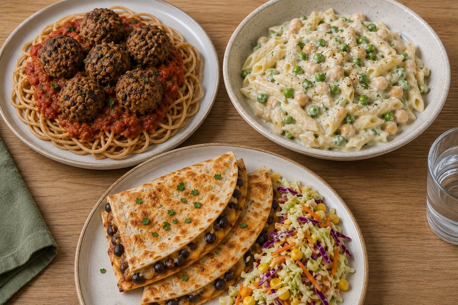 Protein-stacked vegetarian pantry meals