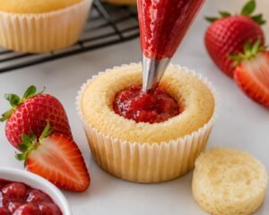 cupcakes with strawberry filling