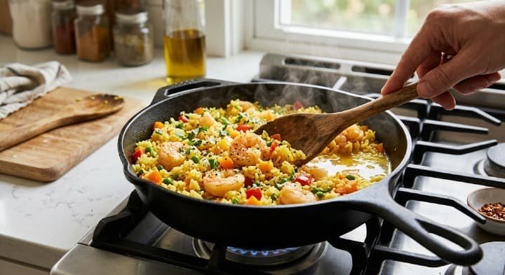 arroz con camarones receta