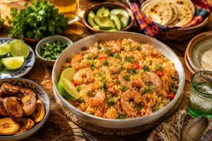 como hacer arroz con camarones