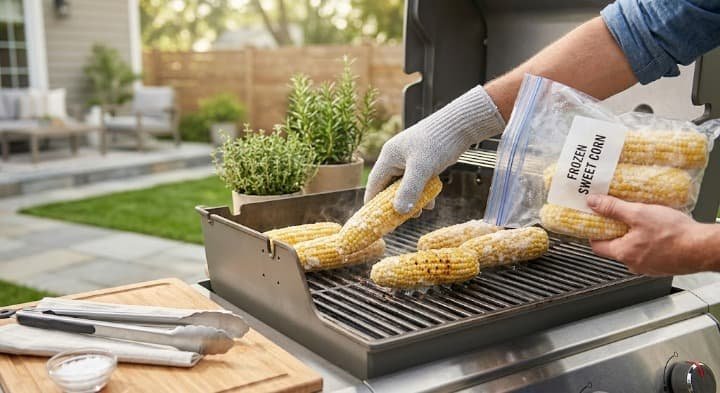 frozen corn on the cob on the grill