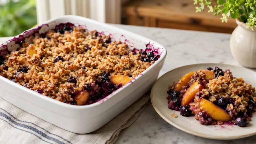 peach blueberry crisp