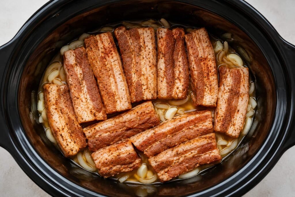 slow cooked pork belly in slow cooker