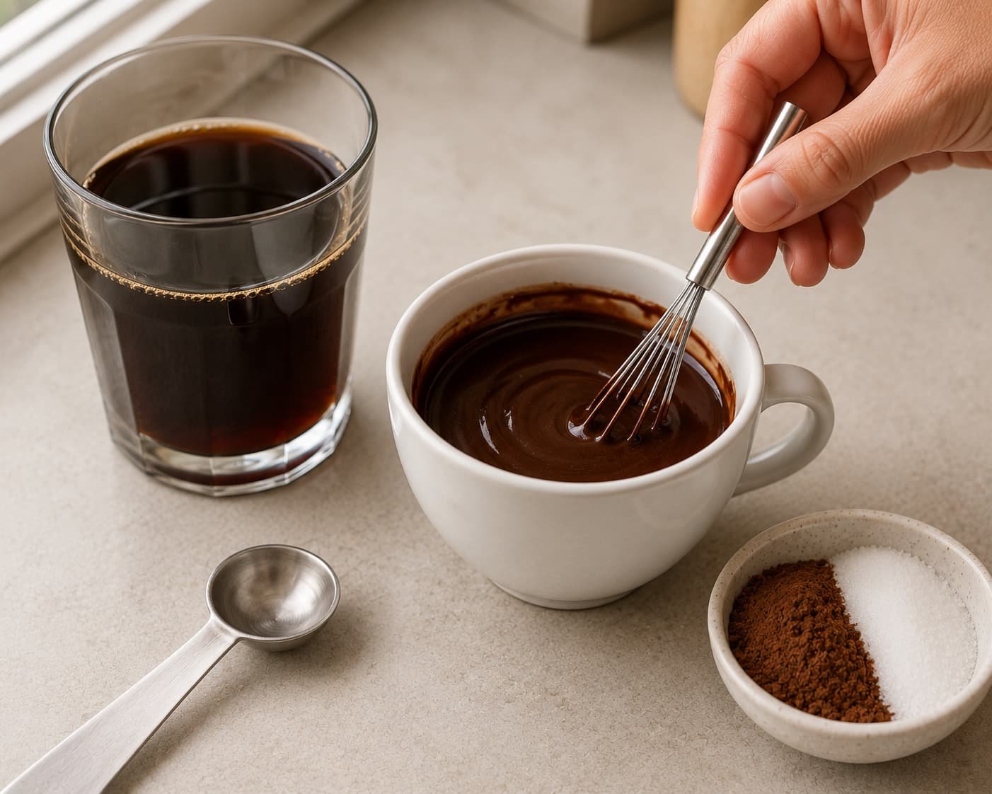 Cocoa powder mixture for an iced mocha