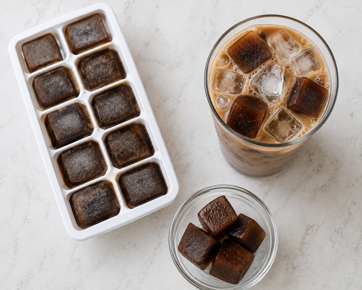 Coffee ice cubes for preventing