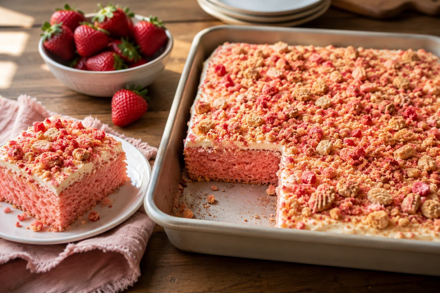 Easy strawberry crunch cake