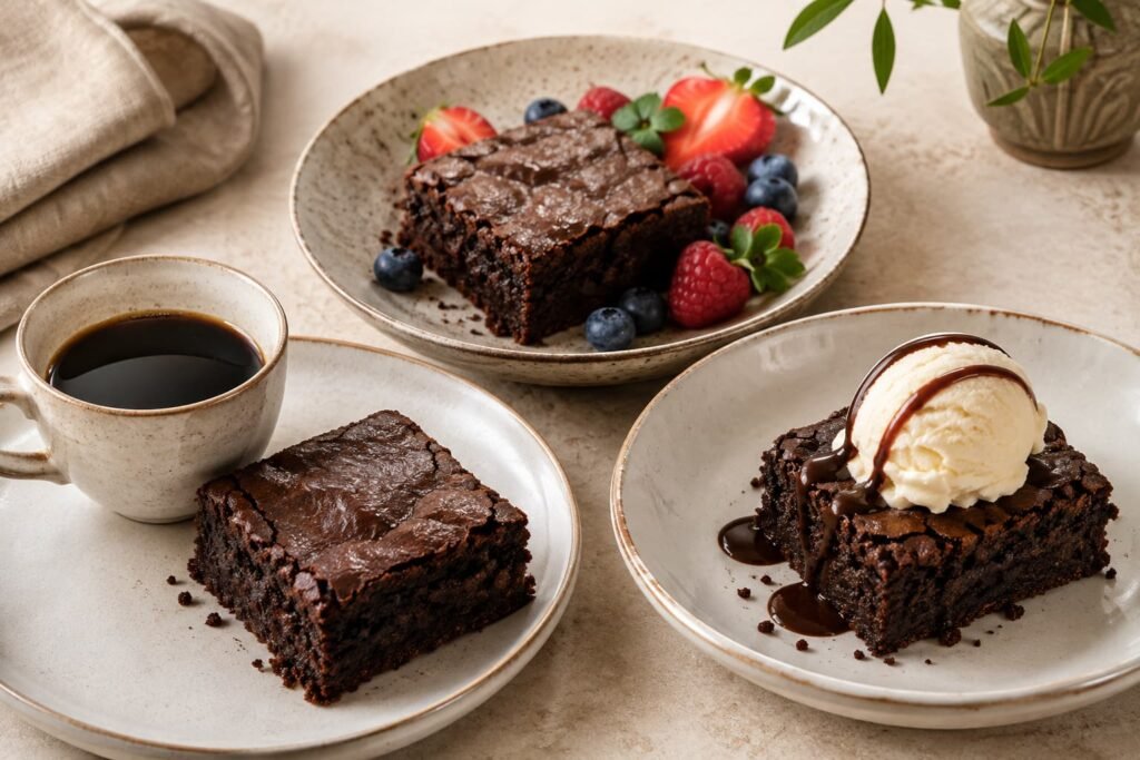 Espresso brownies served with coffee