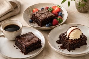 Espresso brownies served with coffee