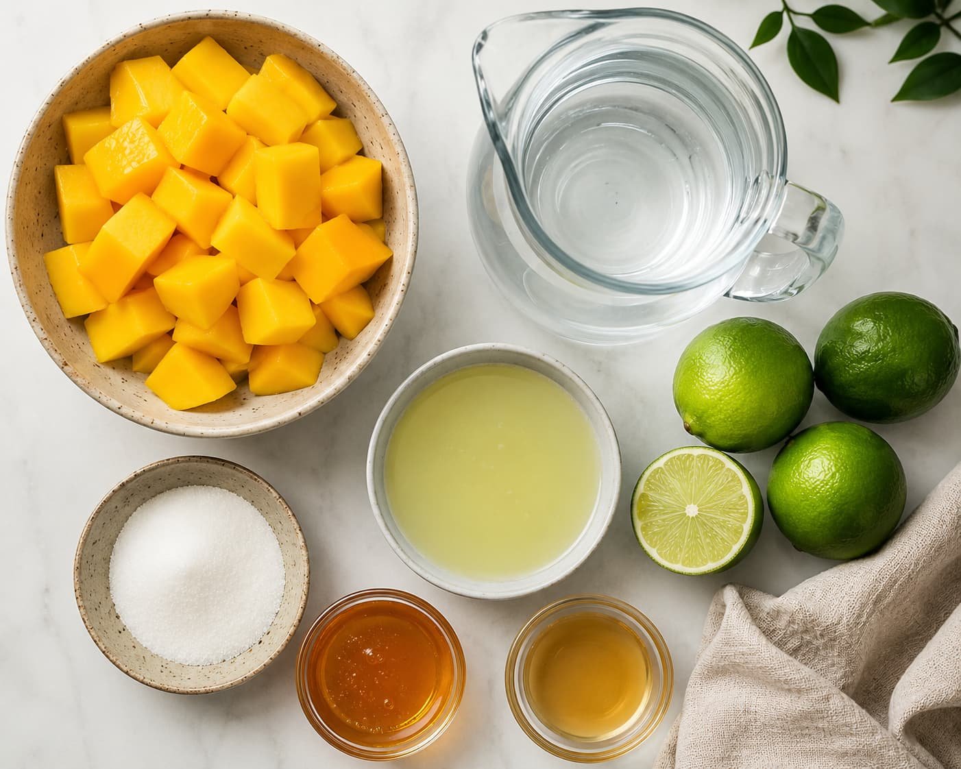 Ingredients for mango agua fresca