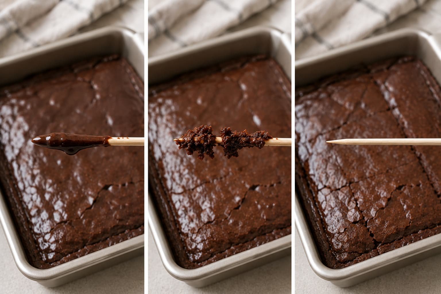 Toothpick test showing raw batter