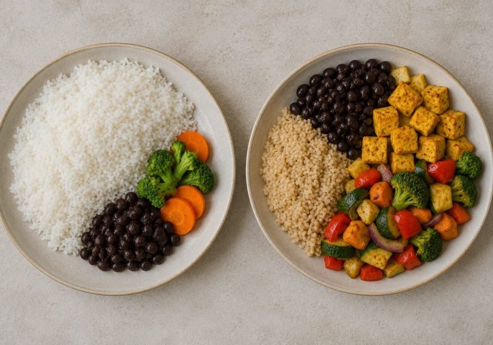 Comparison of a rice-heavy meal