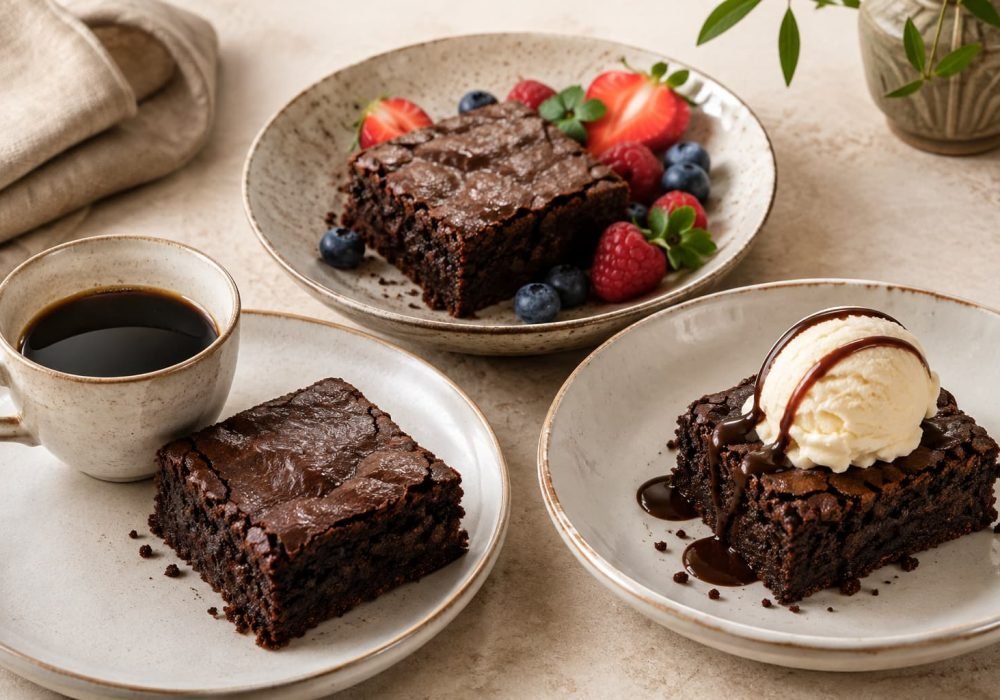 Espresso brownies served with coffee