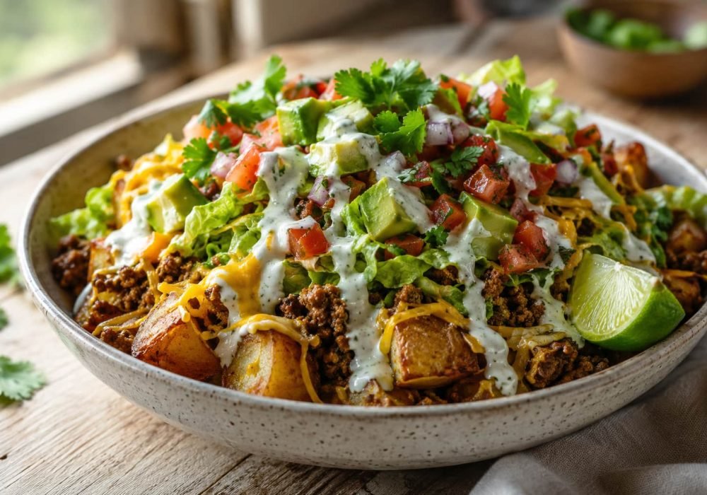 loaded potato taco bowl
