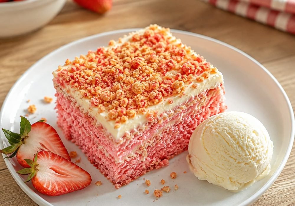 strawberry crunch cake